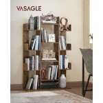 VASAGLE Bookshelf, Tree-Shaped Bookcase with 13 Storage Shelves, Rounded Corners, 9.8”D x 33.9”W x 55.1”H, Rustic Brown ULBC67BXV1 VASAGLE Bookshelf, Tree-Shaped Bookcase with 13 Storage Shelves, Rounded Corners, 9.8”D x 33.9”W x 55.1”H, Rustic Brown ULBC67BXV1