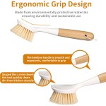 2 Pack Kitchen Dish Brush Bamboo Handle Dish Scrubber Built-in Scraper, Scrub Brush for Pans, Pots, Kitchen Sink Cleaning, Dishwashing and Cleaning Brushes are Perfect Cleaning Tools, White 2 Pack Kitchen Dish Brush Bamboo Handle Dish Scrubber Built-in Scraper, Scrub Brush for Pans, Pots, Kitchen Sink Cleaning, Dishwashing and Cleaning Brushes are Perfect Cleaning Tools, White