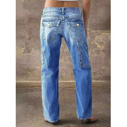 Flamingals Mid Rise Straight Leg Jeans for Women Multi Pocket Stretchy Baggy Boyfriend Jeans Trendy Flamingals Mid Rise Straight Leg Jeans for Women Multi Pocket Stretchy Baggy Boyfriend Jeans Trendy