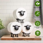VELENTI Sheep Toilet Roll Holder, Free Standing Bathroom Set, 3D Printed, Funny Hilarious Black Sheep Loo Roll Holder, Tissue Paper Storage, Cute Bathroom Decor, X3, Set of 3