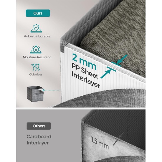 SONGMICS Storage Cubes, 13 x 13 x 13 Inches Non-Woven Fabric Bins with Double Handles, Set of 8, Closet Organizers for Shelves, Foldable, for Clothes, Cattail Gray UROB833G01