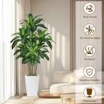 6FT Artificial Dracaena Tree, Fake Tree Indoor with White Tall Planter,Tall Artificial Plants Indoor,Artificial Silk Tree for Home Office Decor (White)