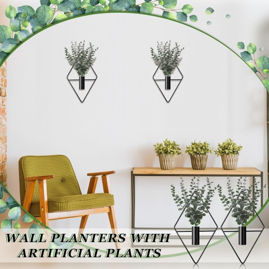 Jexine 4 Pcs Hanging Planters with Artificial Eucalyptus Metal Hanging Vase Indoor Plants Holder Modern Geometric Boho Bathroom Wall Decor for Living Room Home Office(Black) Jexine 4 Pcs Hanging Planters with Artificial Eucalyptus Metal Hanging Vase Indoor Plants Holder Modern Geometric Boho Bathroom Wall Decor for Living Room Home Office(Black)