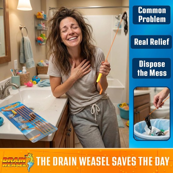FlexiSnake Drain Weasel Sink Snake Hair Clog Remover Tool, Pipe, Bathroom, Bathtub Cleaner, 18-inch, Made in the USA, 5 Wands and Removable Handle FlexiSnake Drain Weasel Sink Snake Hair Clog Remover Tool, Pipe, Bathroom, Bathtub Cleaner, 18-inch, Made in the USA, 5 Wands and Removable Handle