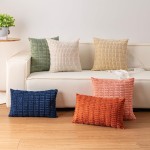 Pack of 2 Corduroy Decorative Throw Pillow Covers 18x18 Inch Soft Striped Pillow Covers Modern Farmhouse Home Decor for Sofa Living Room Couch Bed(Cream White)