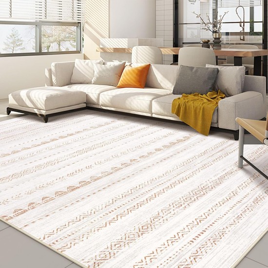 Nakagishi Area Rug Living Room Rugs: 5x7 Large Soft Machine Washable Boho Moroccan FarmNeutral Stain Resistant Indoor Floor Carpet for Bedroom Under Dining Table Home Office Decor-Cream Brown