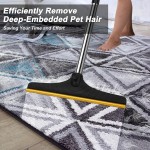 B-Land Carpet Rake for Pet Hair Removal, Reusable Pet Hair Remover with 60” Adjustable Long Handle, Carpet Scraper Dog Cat Hair Remover Tool for Rugs, Mats