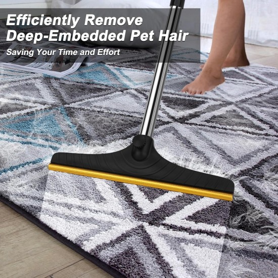 B-Land Carpet Rake for Pet Hair Removal, Reusable Pet Hair Remover with 60” Adjustable Long Handle, Carpet Scraper Dog Cat Hair Remover Tool for Rugs, Mats