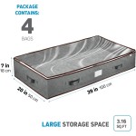 Under Bed Storage Bins - Pack Of 4 Under The Bed Storage Containers For Clothes, Blankets, Winter Clothing, & Shoes - Underbed Storage Containers With Handles, Dual Zippers, & Clear Top