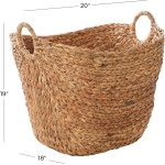 Deco 79 Seagrass Handmade Decorative and Functional Storage Basket Large Woven Basket Organizer with Ring Handles, Basket for Storage 20" x 18" x 19", Brown Deco 79 Seagrass Handmade Decorative and Functional Storage Basket Large Woven Basket Organizer with Ring Handles, Basket for Storage 20" x 18" x 19", Brown