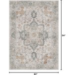 GENIMO 5X7 Area Rugs for Living Room, Machine Washable Non Slip Vintage Rugs, Low Pile Lightweight Chenille Print Rug for Bedroom, Dining Room, Home Office, Light Taupe Brown