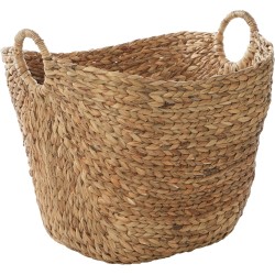 Deco 79 Seagrass Handmade Decorative and Functional Storage Basket Large Woven Basket Organizer with Ring Handles, Basket for Storage 20" x 18" x 19", Brown