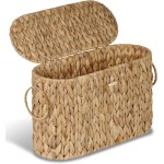 efluky Toilet Paper Storage Basket, Water Hyacinth Slim Toilet Paper Holder with Lid- Holds Up to 9 Mega Rolls, Home Bathroom Decor Organizer efluky Toilet Paper Storage Basket, Water Hyacinth Slim Toilet Paper Holder with Lid- Holds Up to 9 Mega Rolls, Home Bathroom Decor Organizer