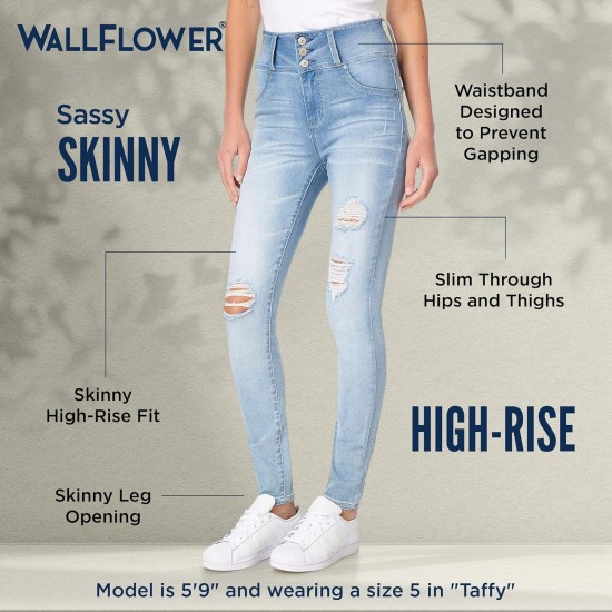 WallFlower Women's Juniors Instasoft High-Rise Sassy Skinny Jeans (Standard and Plus) WallFlower Women's Juniors Instasoft High-Rise Sassy Skinny Jeans (Standard and Plus)