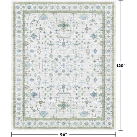 Blue and Green Living Room Rug 8x10 - Cream Oushak Vintage Boho Floral Farmhouse, Washable Low Pile Non-Slip Extra Large Area Rugs for Bedroom, Girls, Boys, Playroom, Lounge Blue and Green Living Room Rug 8x10 - Cream Oushak Vintage Boho Floral Farmhouse, Washable Low Pile Non-Slip Extra Large Area Rugs for Bedroom, Girls, Boys, Playroom, Lounge