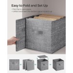 SONGMICS Storage Cubes, 13 x 13 x 13 Inches Non-Woven Fabric Bins with Double Handles, Set of 8, Closet Organizers for Shelves, Foldable, for Clothes, Cattail Gray UROB833G01