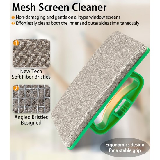 MyLifeUNIT Mesh Screen Cleaner, Detachable Window Screen Cleaning Brush Washing Tool, Windows Screen Cleaner with Wet and Dry Dual-Use