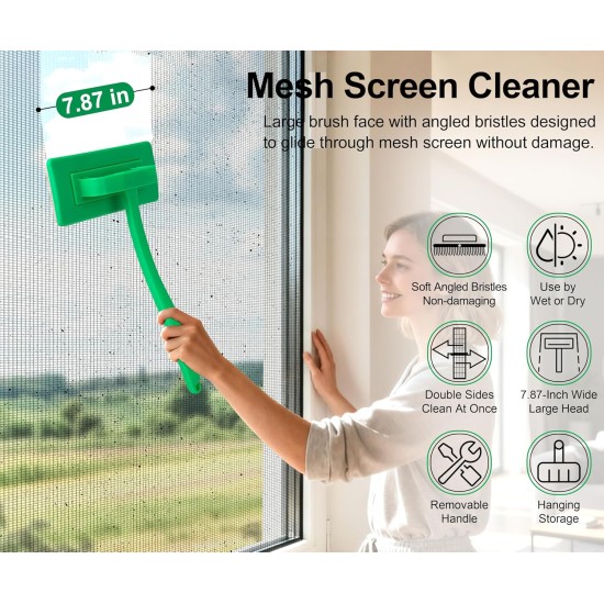 MyLifeUNIT Mesh Screen Cleaner, Detachable Window Screen Cleaning Brush Washing Tool, Windows Screen Cleaner with Wet and Dry Dual-Use