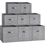SONGMICS Storage Cubes, 13 x 13 x 13 Inches Non-Woven Fabric Bins with Double Handles, Set of 8, Closet Organizers for Shelves, Foldable, for Clothes, Cattail Gray UROB833G01